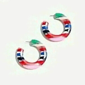 J Crew new large Tortoise Hoops in Multicolored